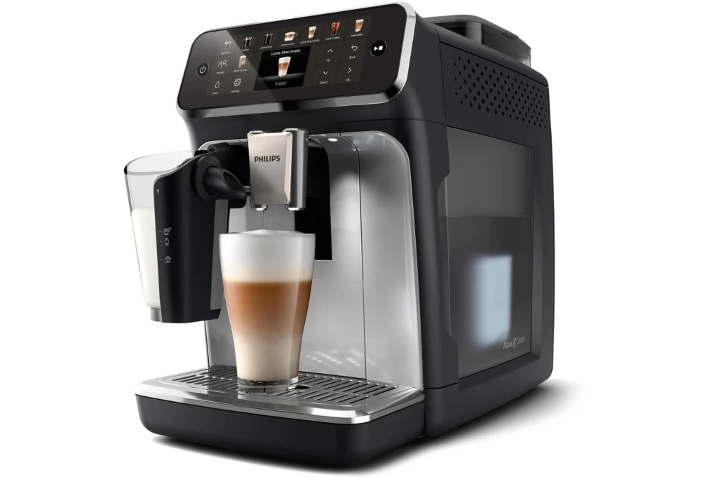 Espressor automat Philips EP5546/70 seria 5500, presiune 15 bari, solutie de lapte LatteGO, 20 tipuri de bauturi, ecran tactil , Tehnologie noua SilentBrew-preparare silentioasa, rasnita ceramica, functie QuickStart, jet suplimentar, negru argintiu — Râșnița ceramică cu 12 setări și tăria cafelei
